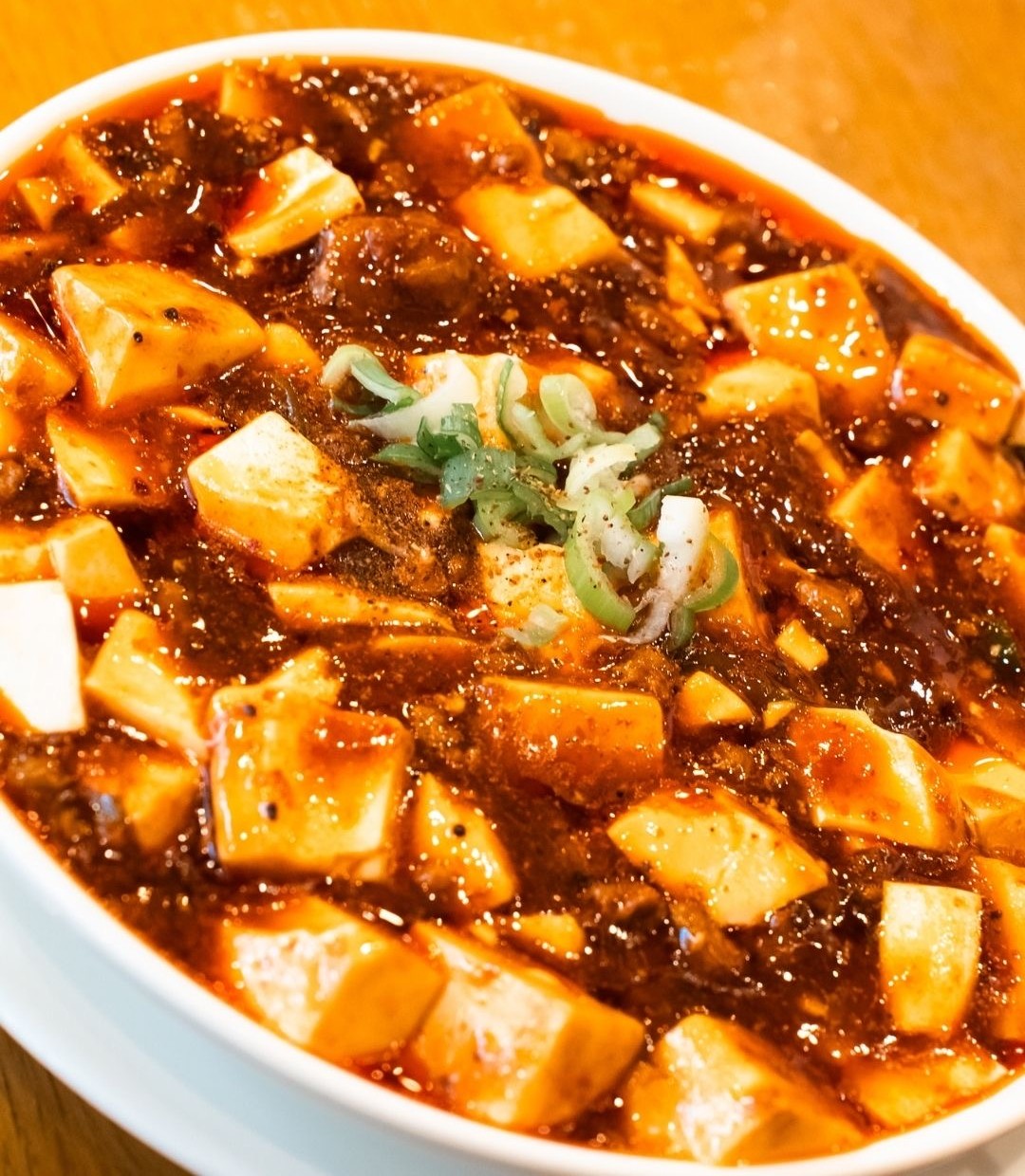 麻婆豆腐。山椒の効いた四川風
